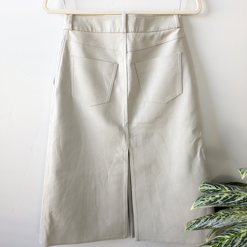 Stella McCartney Light Gray Faux Leather Midi Skirt - Picture 7 of 16